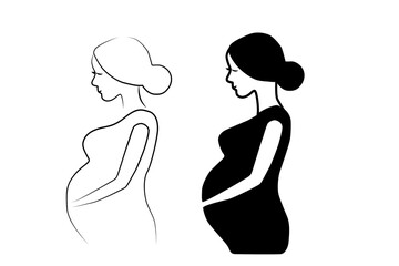 woman pregnancy with smiling on her face on the white background.