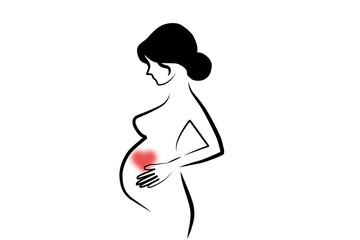 woman pregnancy with smiling on her face on the white background.