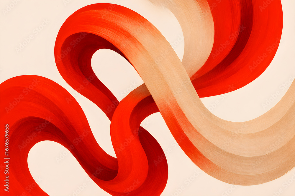 Poster an abstract red background with a swirl of orange and white waves creating a dynamic and energetic p
