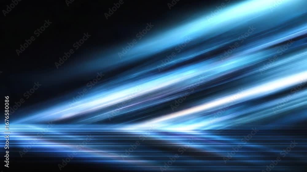 Poster dynamic streams of radiant blue light cascade across a dark canvas, creating an atmosphere of energy
