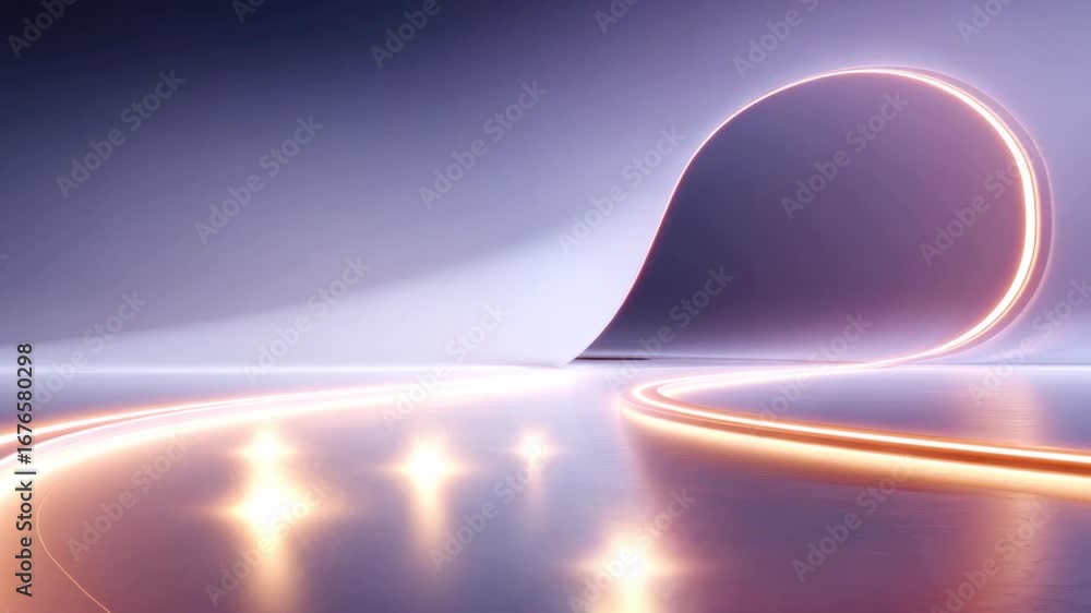 Poster an artistic and evocative abstract composition of flowing, illuminated lines and forms in gradient l