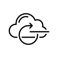 Cloud Data Synchronization: A clean and modern line art icon depicting seamless data synchronization to and from a cloud server, symbolizing efficient data management and storage.