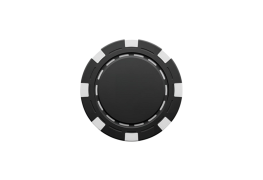 Black poker chip designed for casino games, gambling, and collection