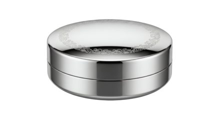 Ornate Silver Oval Keepsake Box on Black