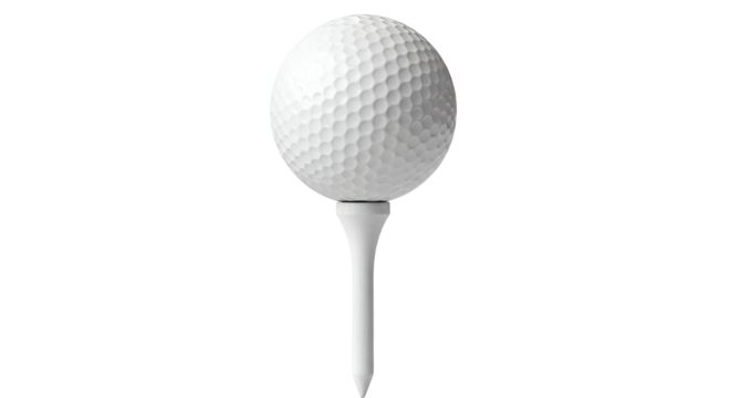 Golf Ball on Tee Isolated on Black Background Ready to Play