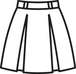 Simple line drawing of a pleated skirt