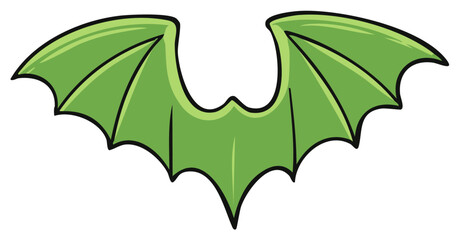 Vector illustration featuring bright green dragon wings, fantasy, Halloween party, costume accessory, flying concept, comic, cartoon style