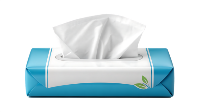 Pack of tissues with one pulled out transparent background