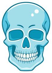 Fototapeta premium Illustration of a blue cartoon skull with a smiling grin