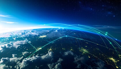 Fototapeta premium Global network connecting Earth