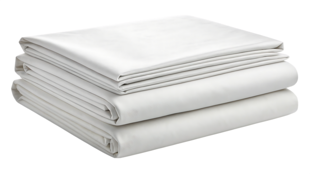 Folded bedsheet with cotton texture transparent background