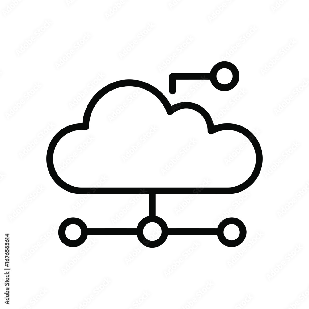 Poster cloud connectivity diagram: a clear, modern illustration of a cloud computing diagram, showing inter