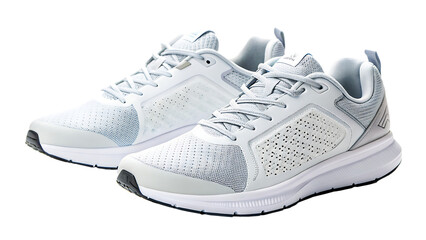 Pair of running shoes with mesh detail transparent background