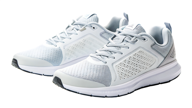 Pair of running shoes with mesh detail transparent background