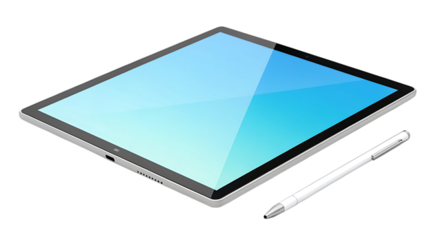 Modern tablet with stylus transparent background - Powered by Adobe