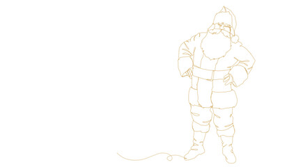 Continuous one line art drawing a santa claus.	