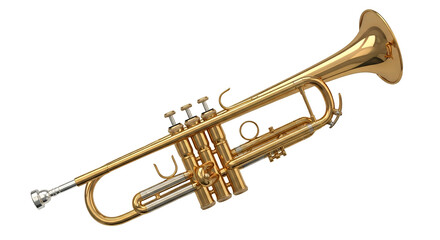 Fototapeta premium Golden Trumpet Musical Instrument Isolated on Black Background