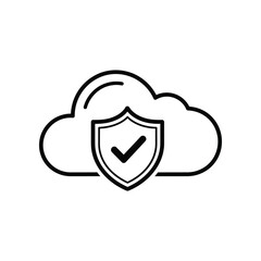 Cloud Security Icon: An elegant, minimalist icon representing secure cloud computing, conveying trust and safety with its visual design.
