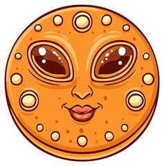 Fototapeta premium Cartoon Face with Alien Eyes Smiling, Circular Shape