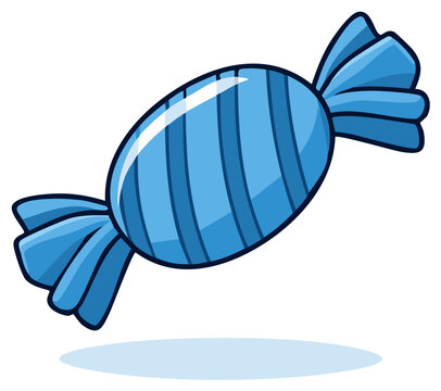 Wrapped Candy Piece Illustration Light Blue Striped Sweet Treat