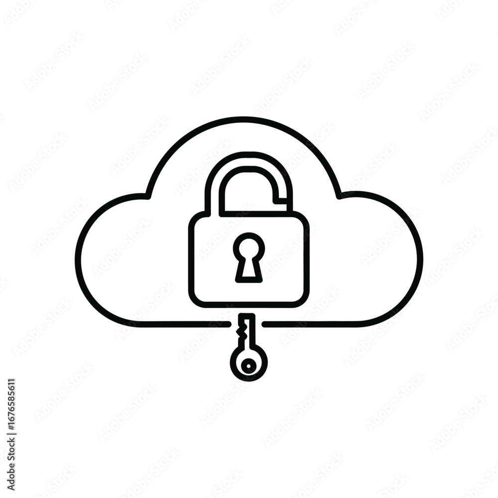 Poster cloud data security illustration: depicting the critical concept of safeguarding digital information
