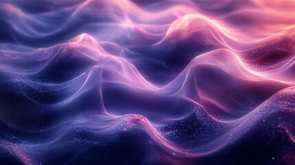 Fototapeta premium Abstract Waves in Soft Pink and Purple Glow, Serene Fantasy Landscape