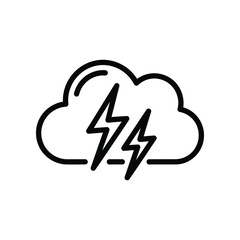 Storm Cloud Illustration: A minimalist illustration depicting a storm cloud with two vibrant lightning bolts, set against a dark background.