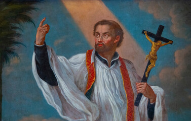 Painting (19th century) of Saint Francis Xavier or Fran&ccedil;ois Xavier. Saint of the Roman Catholic Church and one of the co-founders of the Society of Jesus.