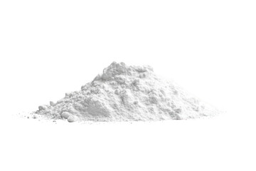 Pile of white powder, ingredient, flour, sugar, dust, chemical, snow, medicine, isolated on transparent background