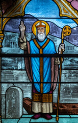 Stained glass (19th century) of Saint Just. Catholic saint.