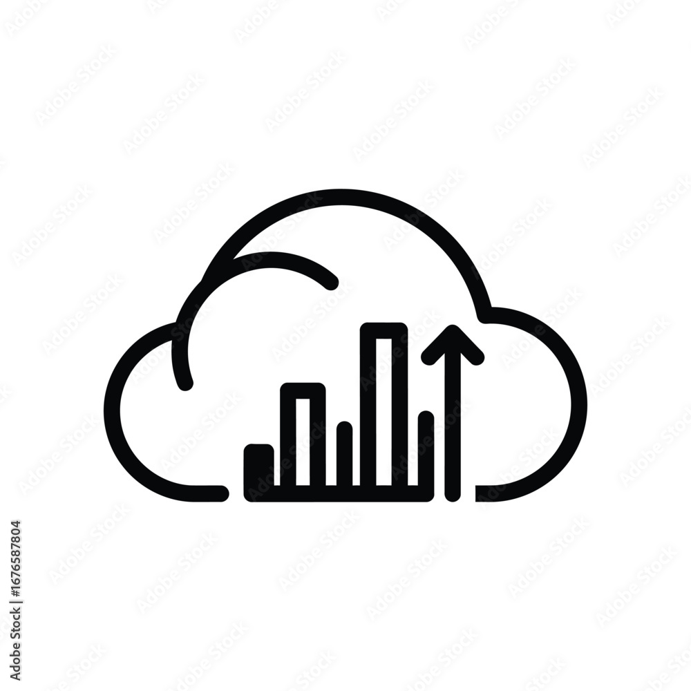 Poster cloud computing data graph: a conceptual illustration depicts a cloud shape, intertwined with a risi