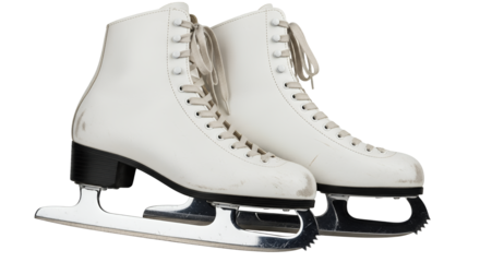 Classic white ice skates for winter sports and recreation