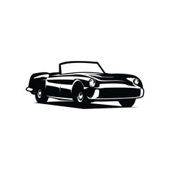 Classic car emblem badge logo vector illustration isolated side view on white background