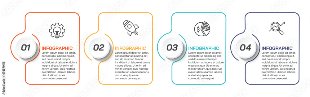Aufkleber steps business data visualization timeline process infographic template design with icons