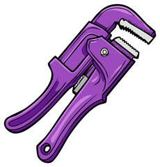 Obraz premium Vibrant Purple Plumbers Wrench Tool Illustrated in a Bold Comic Style