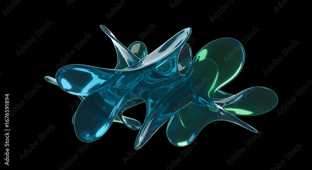 Aufkleber abstract glossy object with fluid design for modern art, digital art use