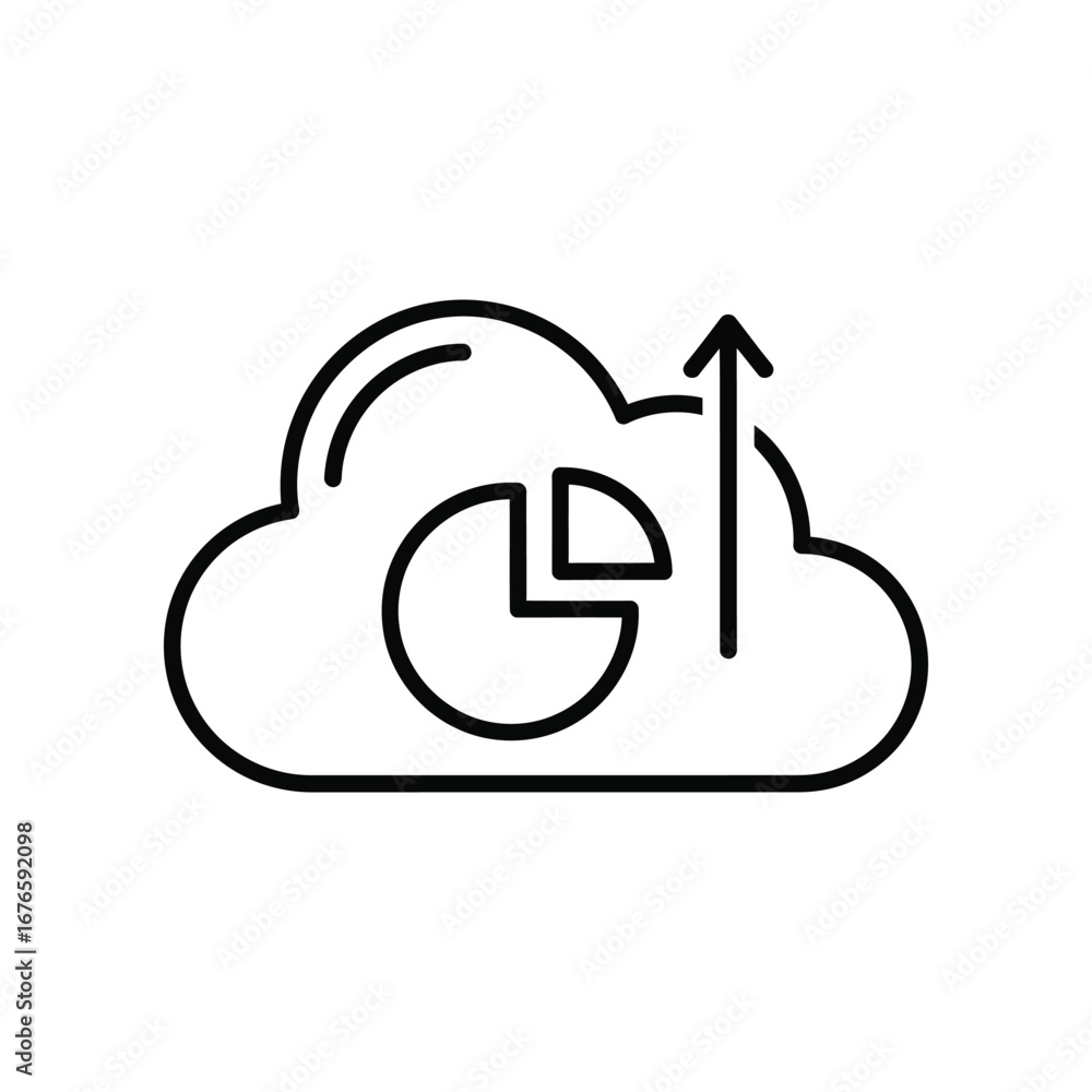 Poster cloud data visualization: a modern illustration showcasing data visualization within a cloud, symbol