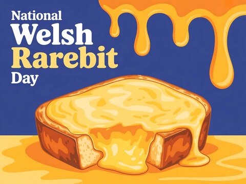 Celebrate national welsh rarebit day with this delicious gooey cheese toast illustration