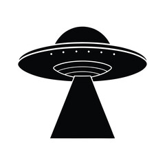 Unidentified Flying Object UFO Icon Black Silhouette Graphic Design Element