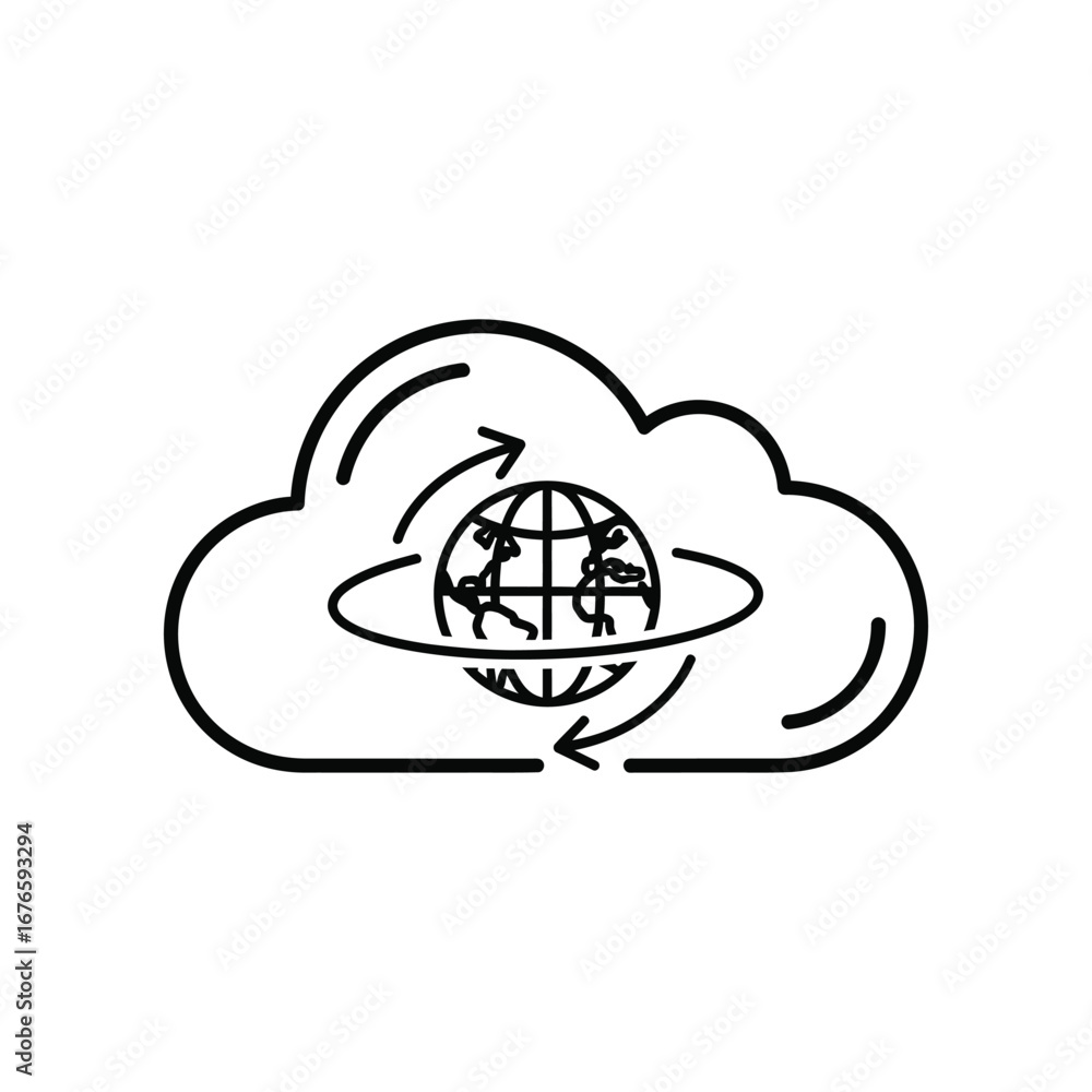 Poster cloud connectivity: a sophisticated emblem presents the concept of global networking through a blend