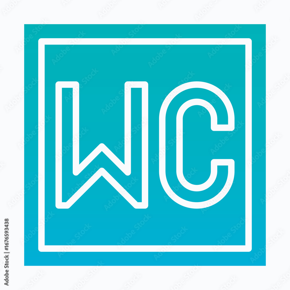 Poster wc signboard vector icon, isolated vector silhouette gradient style icon,