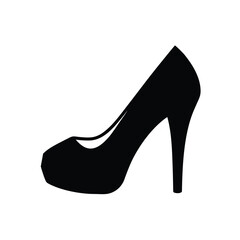 Elegant Black High Heel Shoe Silhouette: Fashion Icon, Vector Graphic, Simple Style