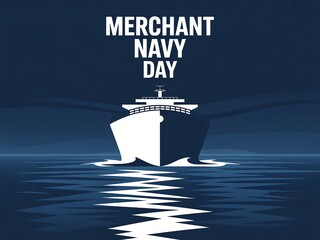 Celebrating merchant navy day with a majestic cargo ship sailing on calm waters