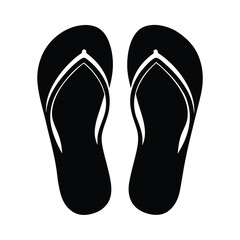 Simple Black and White Flip Flop Sandals Summer Icon Graphic Design