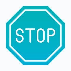 Stop Sign Is Prohibited, Stop Traffic Sign Vector Icon, Isolated Vector Silhouette Gradient Style Icon,