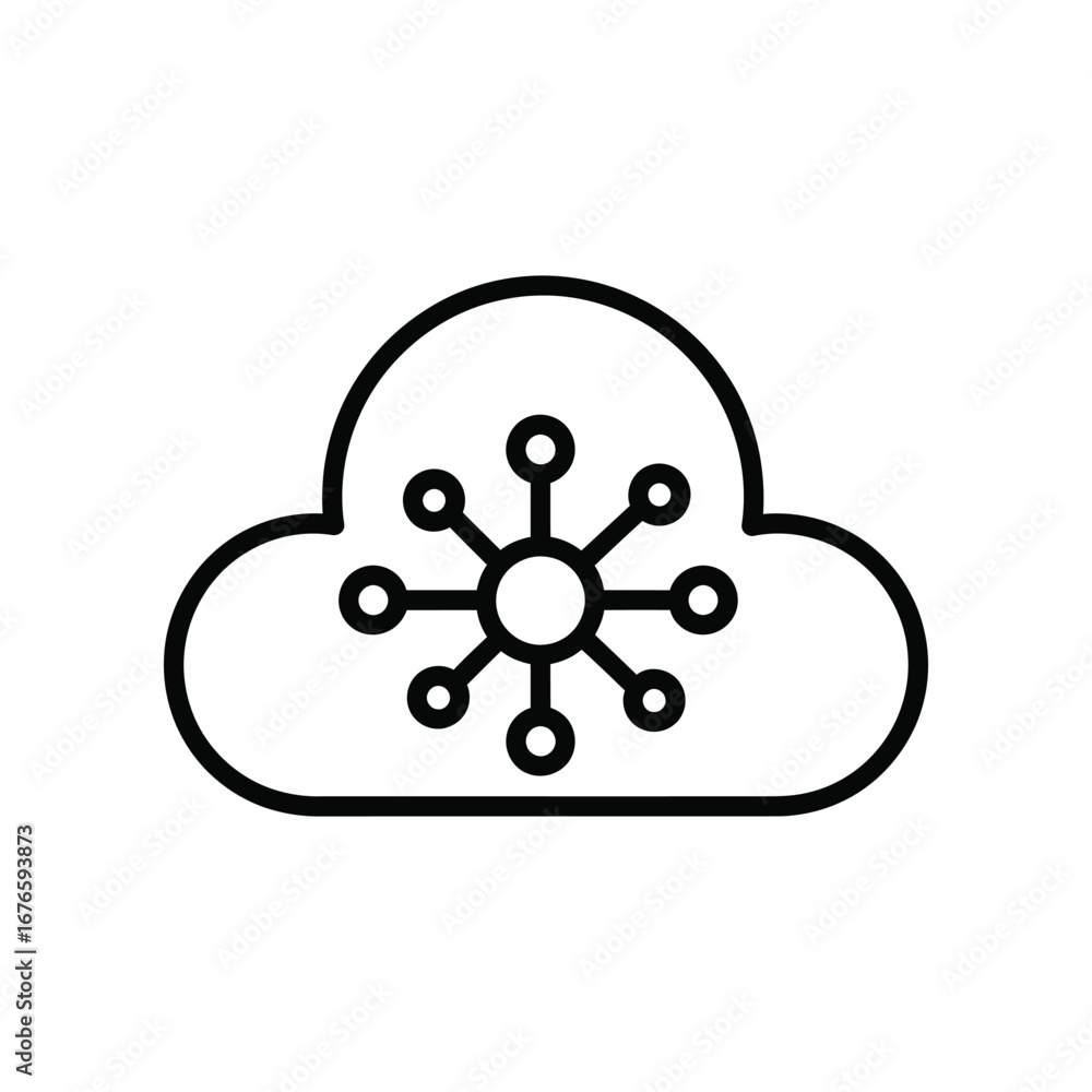 Aufkleber digital cloud connection: a modern representation of a cloud computing, highlighting the interconnec