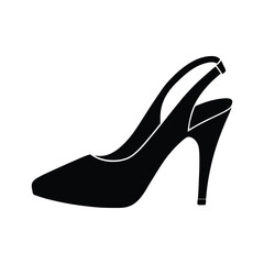 Elegant Black Slingback High Heel Shoe Silhouette: Fashion Vector Graphic