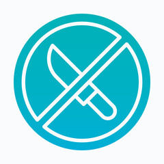 Obraz premium Forbidden Knife Prohibited Warning Vector Icon, Isolated Vector Silhouette Gradient Style Icon,