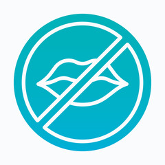 No Kisses Sign Vector Icon, Isolated Vector Silhouette Gradient Style Icon,