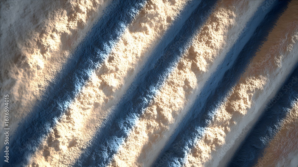 Poster a close-up view of textured, light beige and pale blue diagonal lines, creating an intriguing and ab